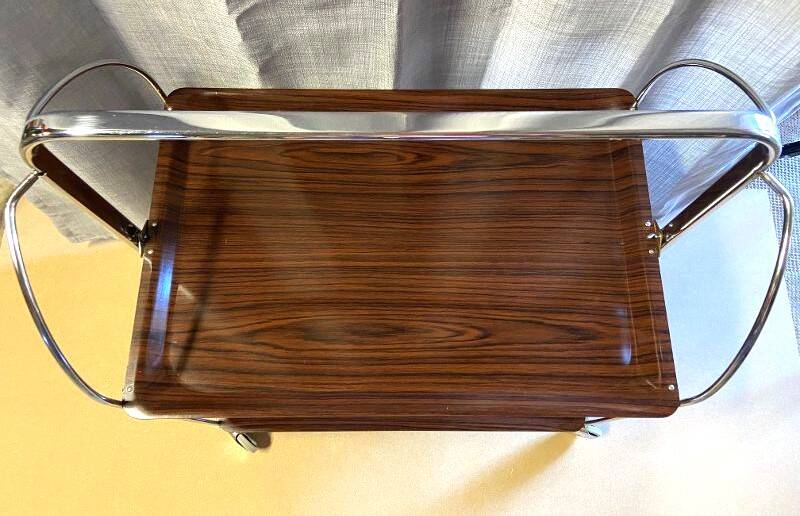 Antique & Vintage Side Table Folding Rolling Serving Cart Bar Design