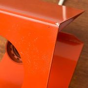 Orange metal table lamp, minimalist, modern mid-century space age, 1960s.