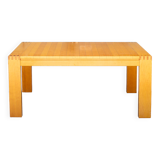 Dining table in beech wood with stripes of hibiscus, italy 70s