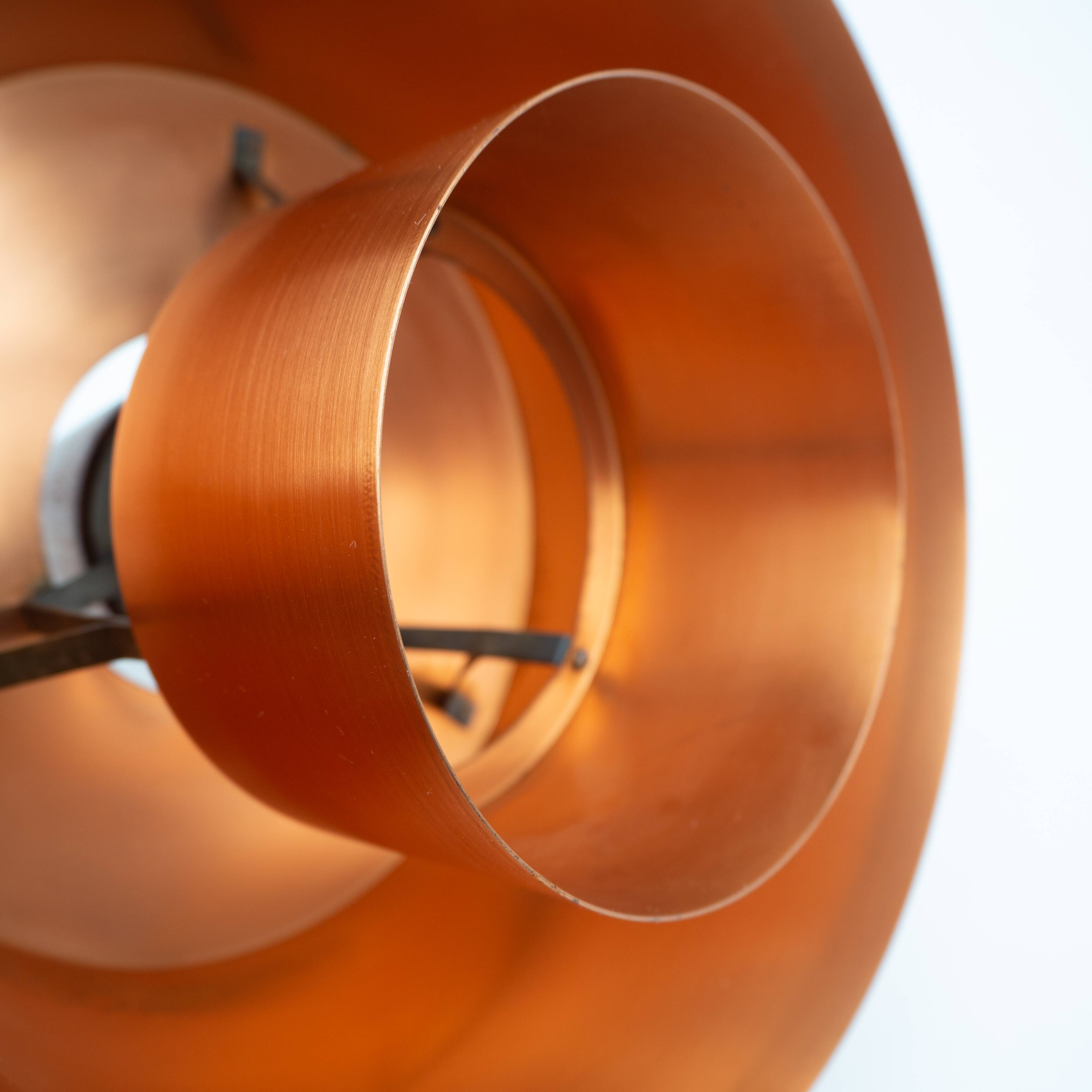 Danish vintage copper and teak lamp, 1960s