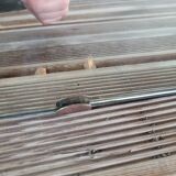 Large vintage teak triptych mirror