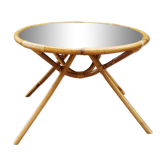 Table basse rotin miroir
