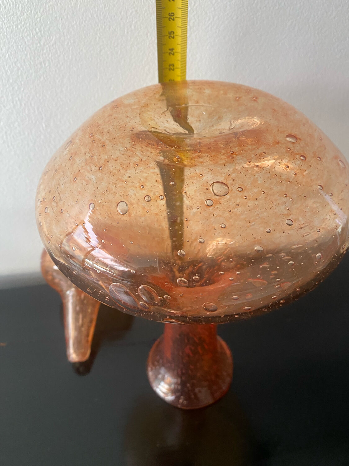 Blown glass decanter with bubbles