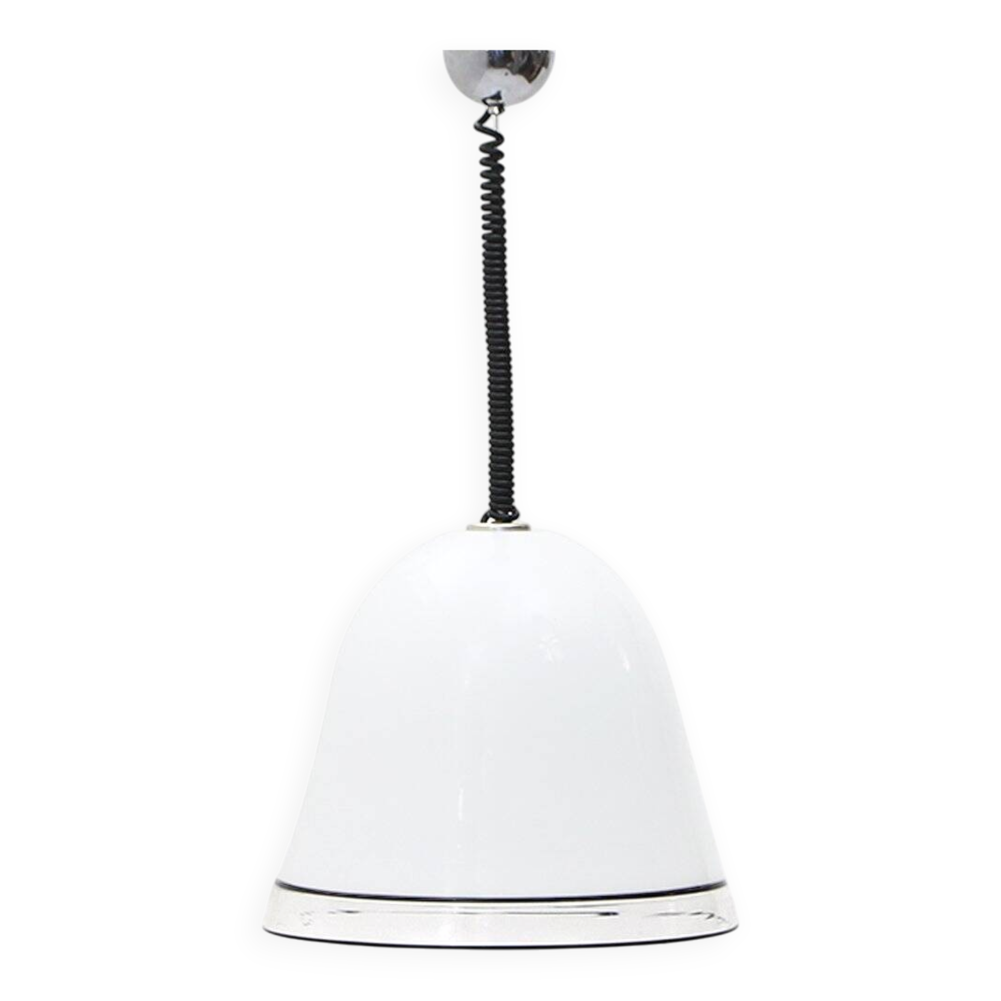 White glass ceiling light with black edges, 1970s.