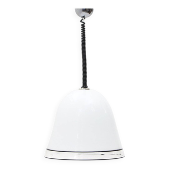 White glass ceiling light with black edges, 1970s.