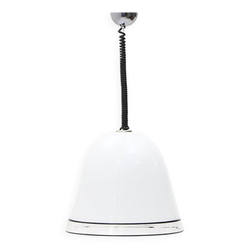 White glass ceiling light with black edges, 1970s.