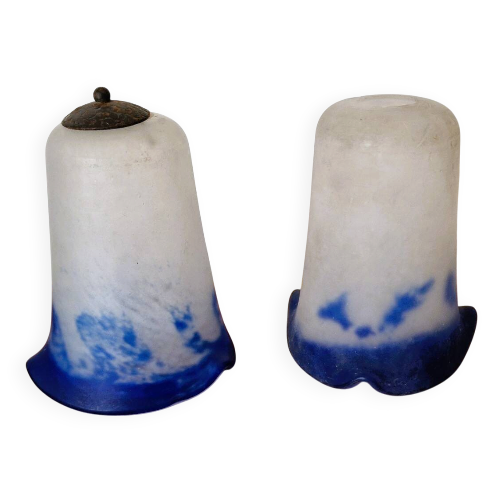 Noverdy white and blue glass paste lampshade