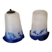 Abat jour pâte de verre Noverdy blanc et bleu