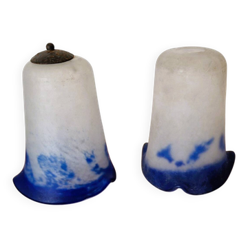 Noverdy white and blue glass paste lampshade