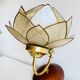 Vintage mother-of-pearl and brass flower wall lamp