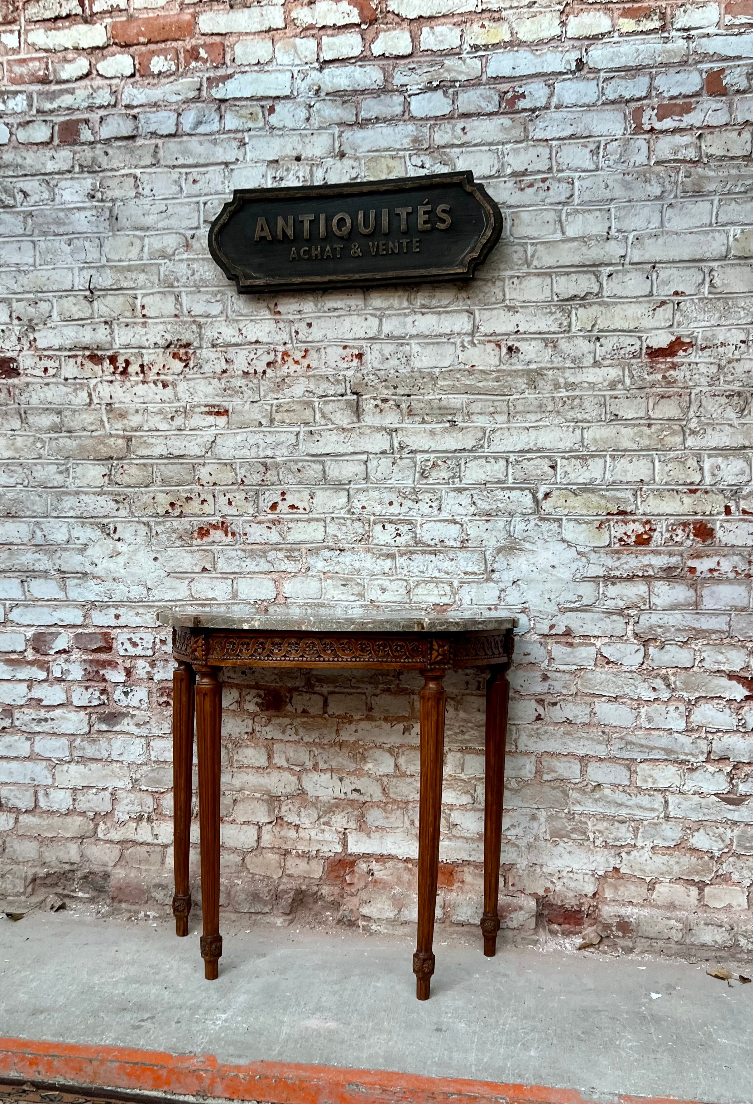 Console half moon natural wood period Louis XVI XVIII th century