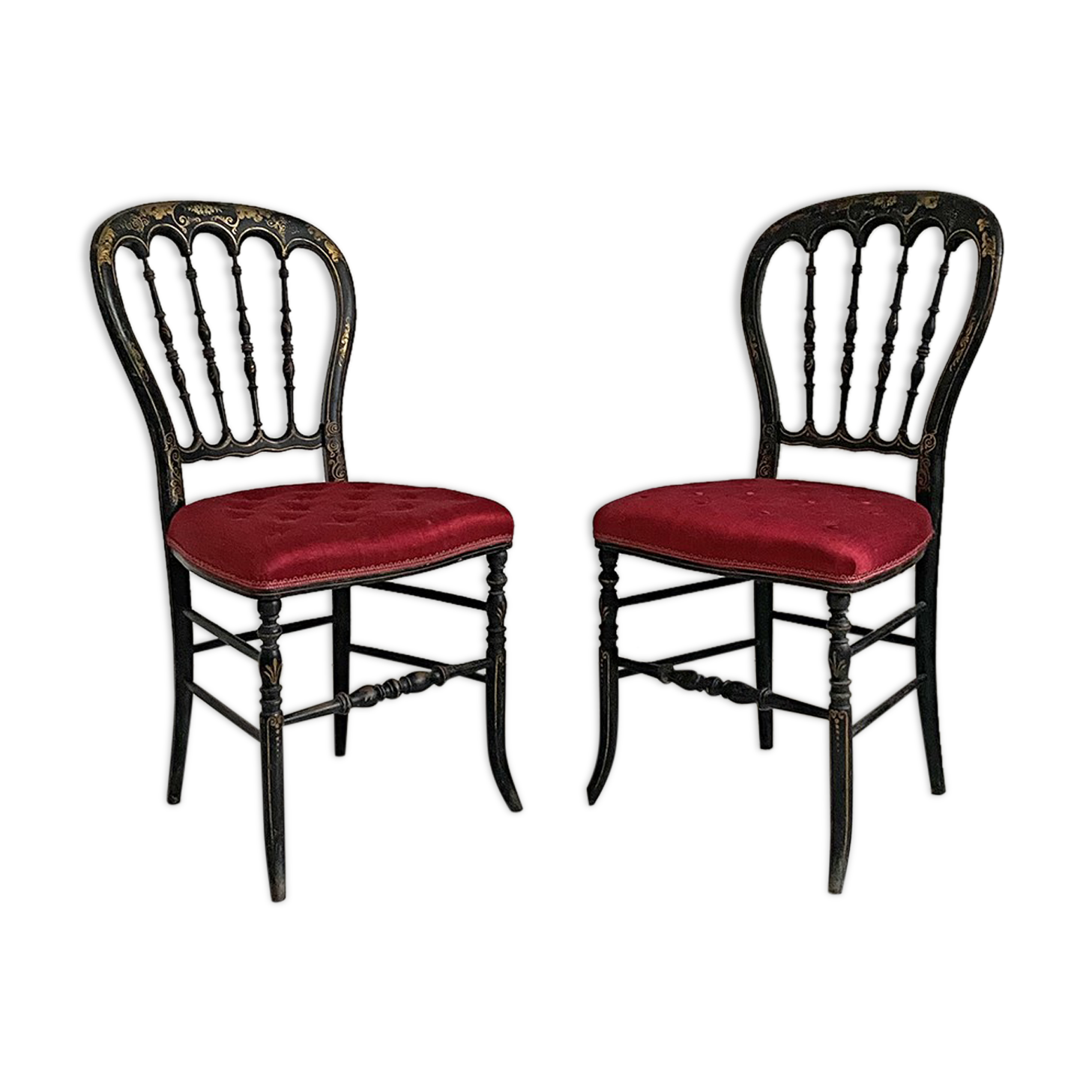 Pair of Blackened Wooden Napoleon III Chairs