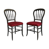 Pair of Blackened Wooden Napoleon III Chairs