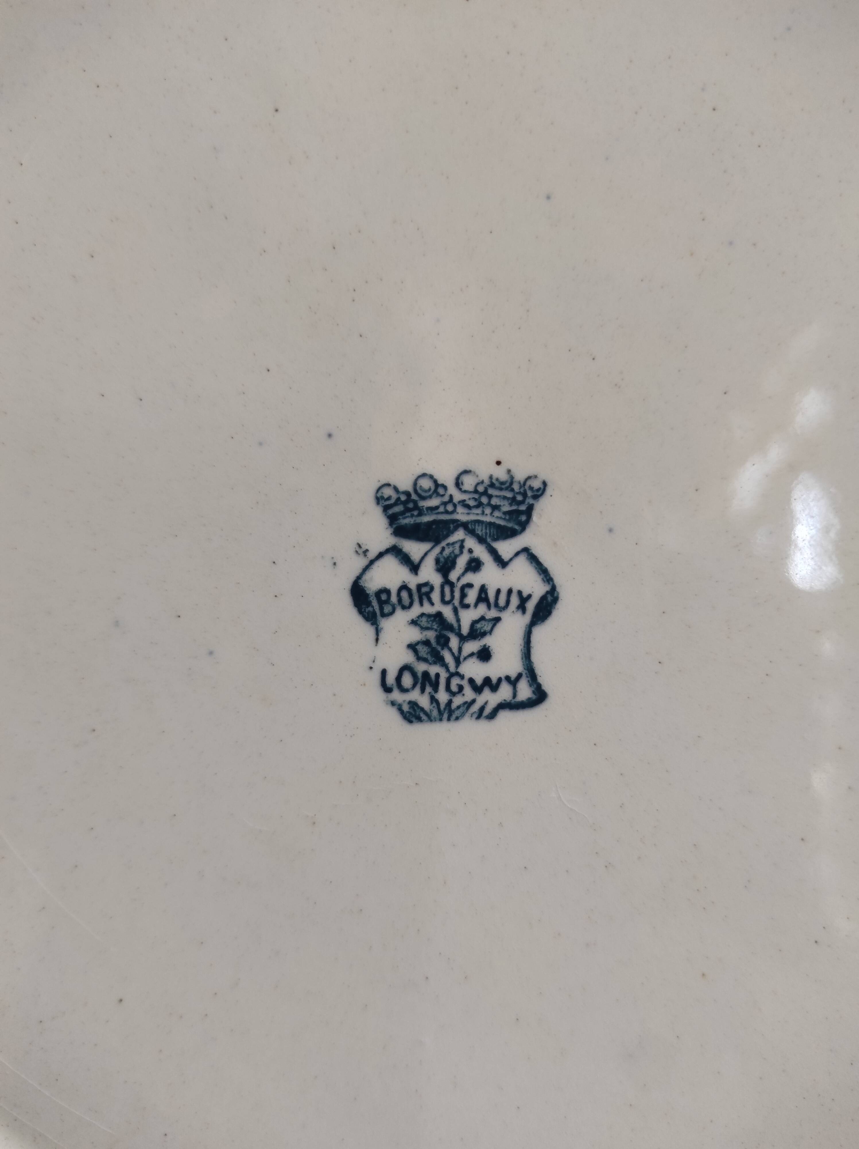 French vintage round serving plate, 32.5cm diameter, Longwy, mod. Bordeaux