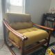 Magnificent velvet fabric rattan armchair - vintage