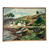 Breton Landscape, oil on canvas, signed Régine David