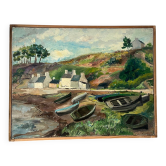 Breton Landscape, oil on canvas, signed Régine David