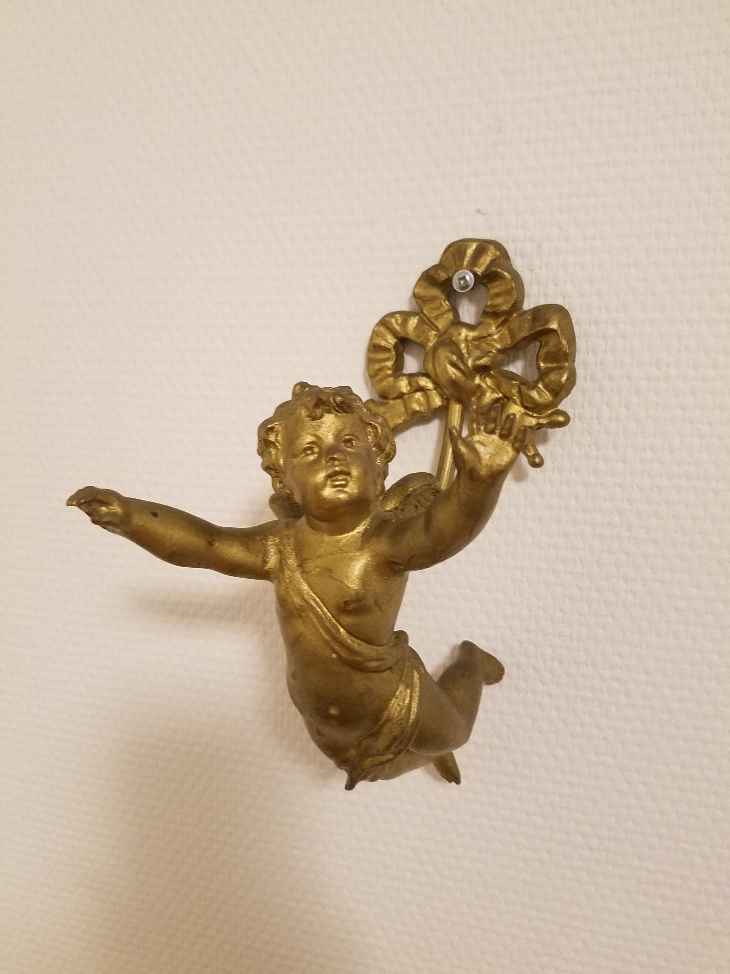 Hook in gilded bronze cherub or angelo