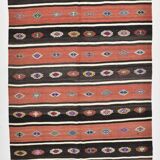 Light Red & Dark Brown Striped Kilim Rug, 168x264Cm