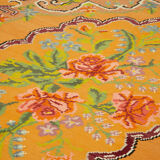 Kilim jaune moldave vintage fait à la main 200 cm x 300 cm