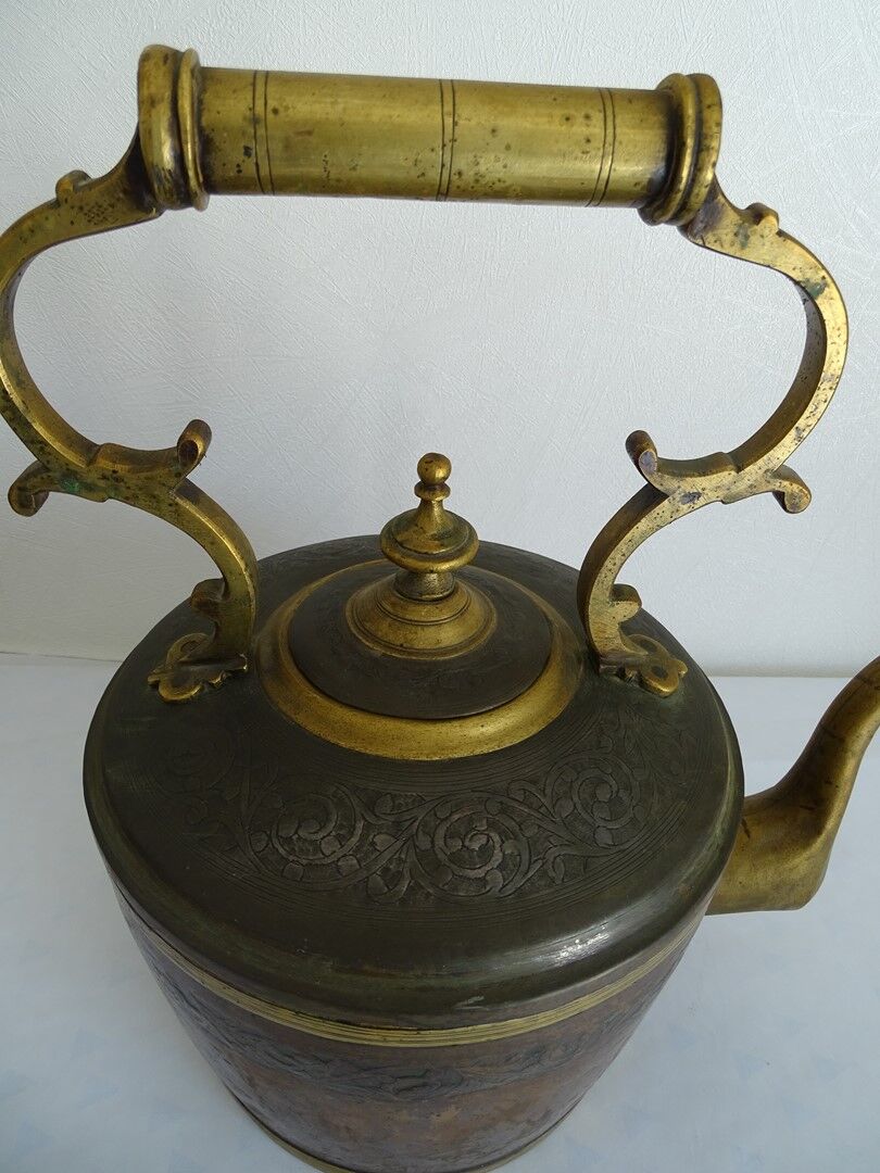 Copper and brass kettle