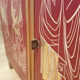 Red Lacquer Bar with gold leaf detail France circa 1950