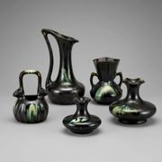 Large collection of 5 modernist glazed Belgian ceramics – Thulin / AIRAIN – Art Deco – 1930s-50s