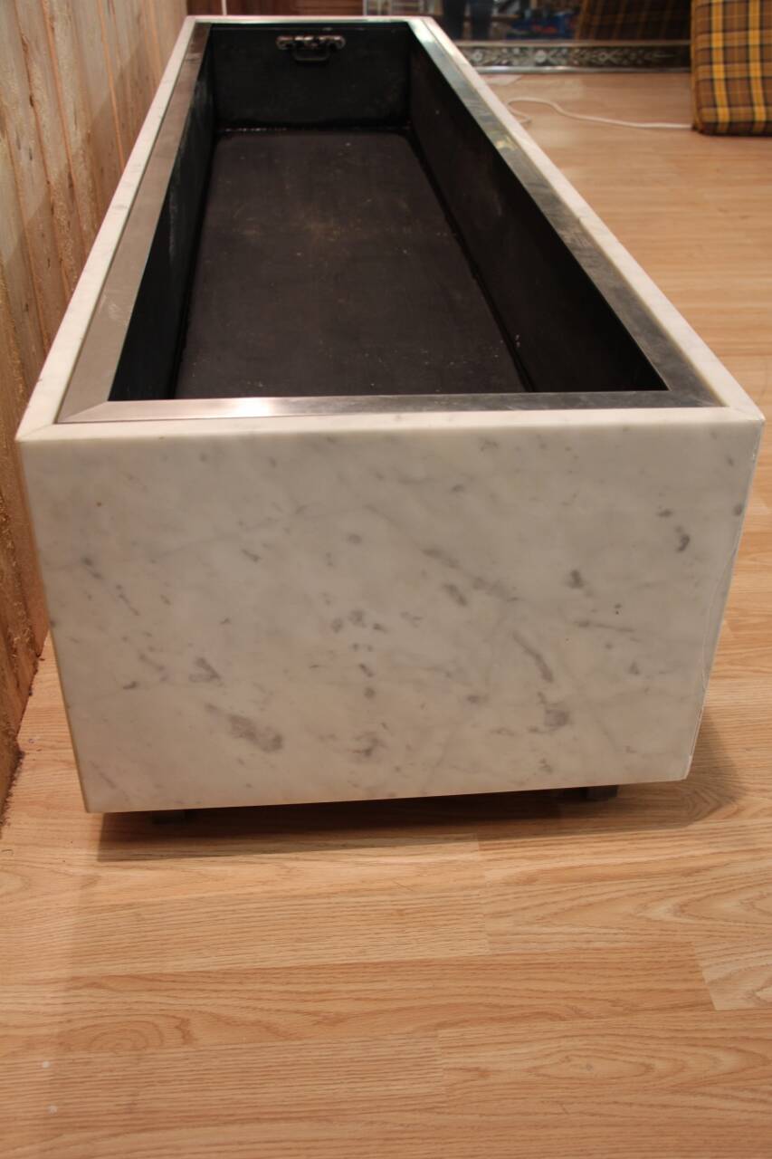 Large 1960s Knoll Style Marble and Brushed Steel Planter