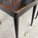 Set of 18 curved wooden bistro chairs with patina from the 60s