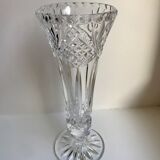 vase sur pieds en verre cristal moulé années 50