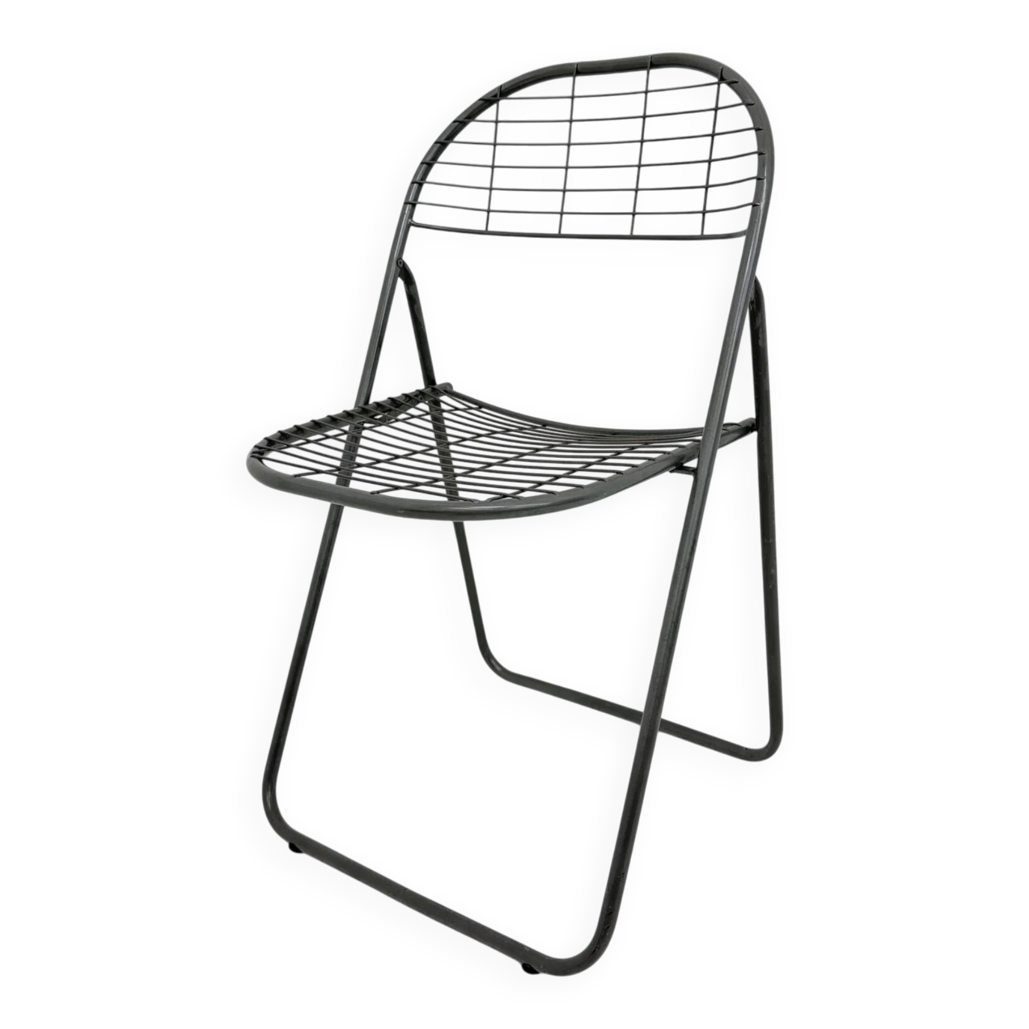 Niels Gammelgaard for Ikea grey wire metal folding chair, 1970s