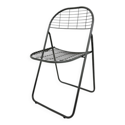 Chaise pliante en métal fil gris de Niels Gammelgaard pour Ikea, années 1970