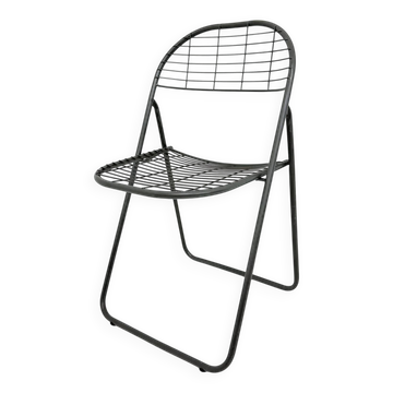 Niels Gammelgaard for Ikea grey wire metal folding chair, 1970s