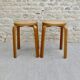 Pair of light wooden stools, 60s