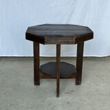 Pedestal table or small octagonal side table quadripod base with modernist spacer