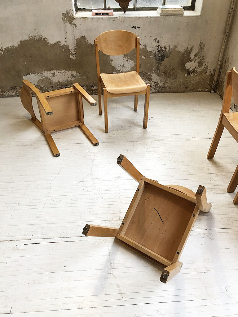 6 beech chairs 1980