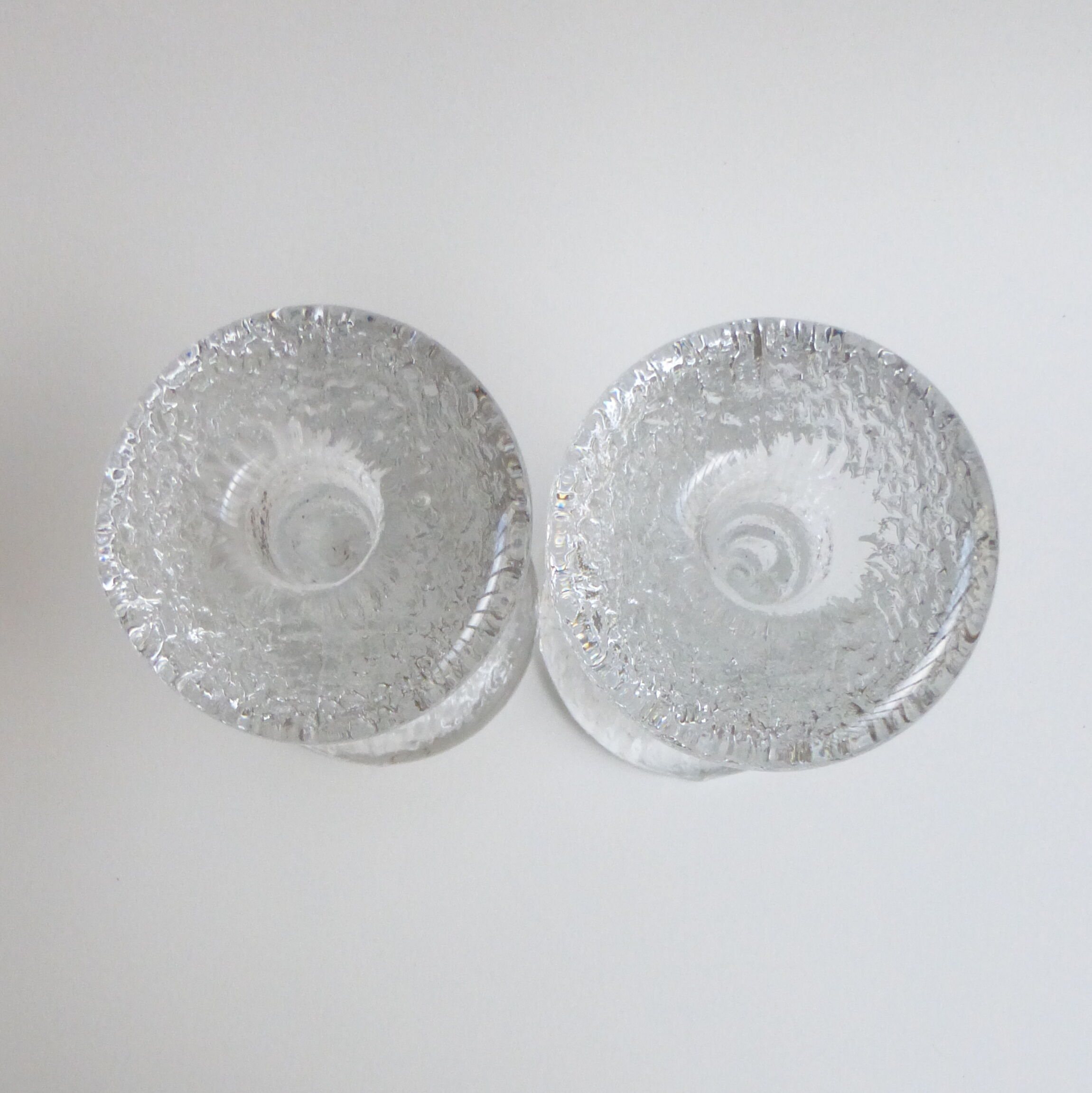 Timo Sarpaneva Iittala moulded glass candlesticks, 1960