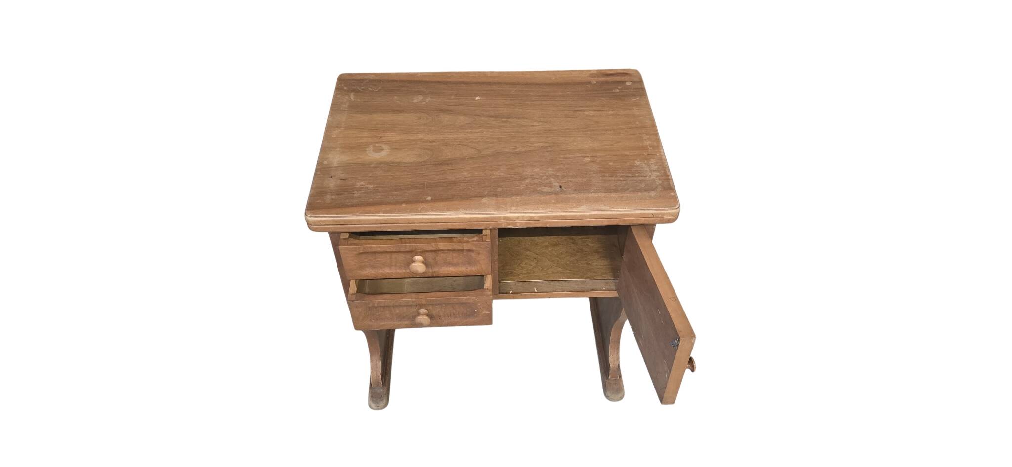 Tavolino a Libro Vintage in Legno Salvaspazio con Cassetti e Vano