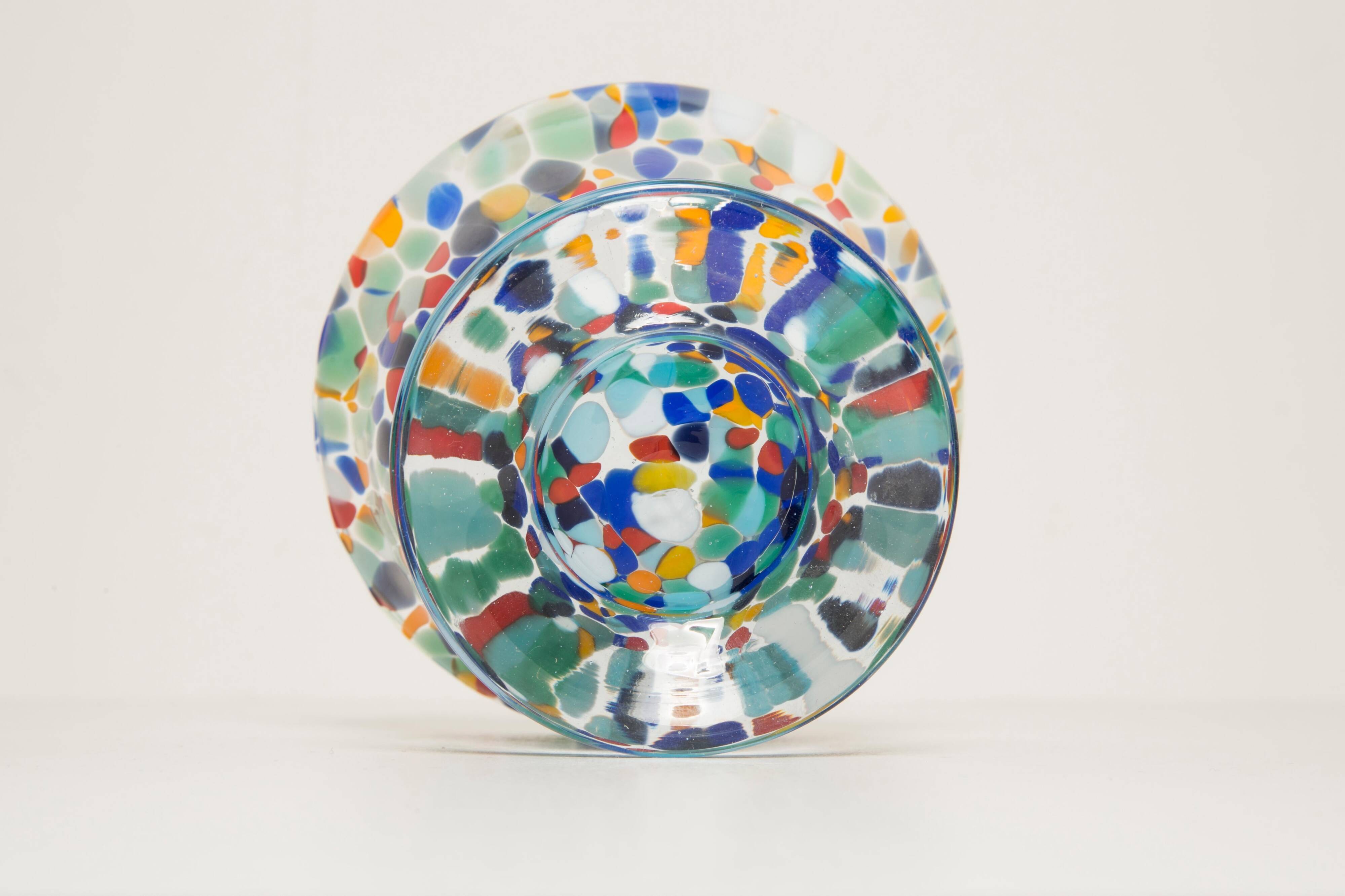 Set of three blue Murano glasses, ice cream bowls, Italy, Europe, 2000s