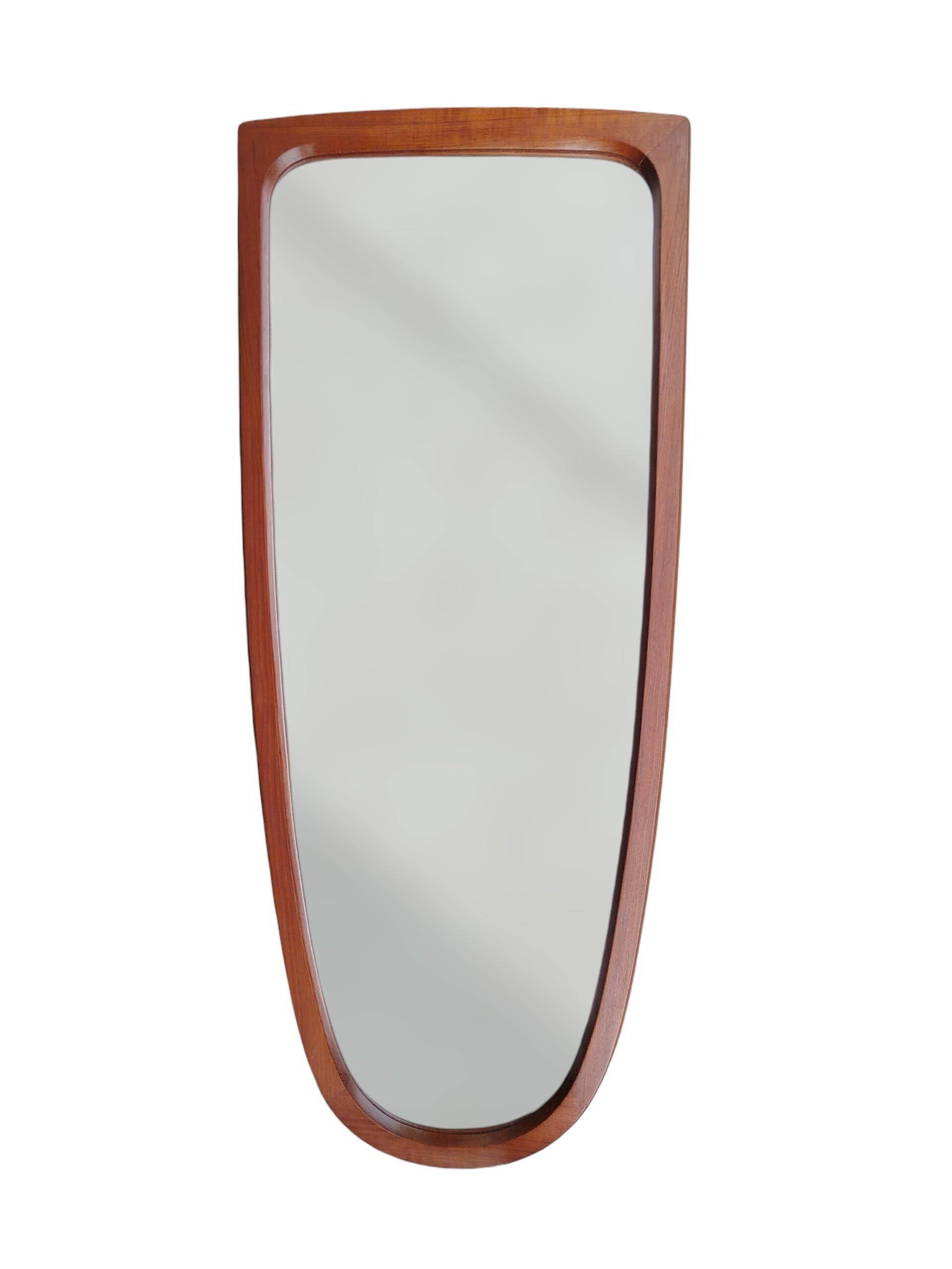 Teak wall mirror, organic shape, Denmark 1960s