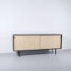 ENFILADE FLORENCE KNOLL MODEL 116 WOOD LEATHER AND RATTAN 1960