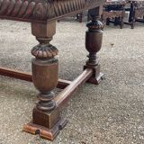 Antique table with 6 chairs and two armchairs in genuine leather