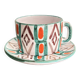 Old Pair of Ceramic Cups Vallauris by Auguste Fazio Pottery 1950 Geometric