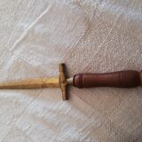 Sword-shaped letter opener paper cutter with turned wooden handle