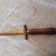 Sword-shaped letter opener paper cutter with turned wooden handle