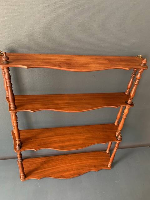 Large old wall shelf in turned wood, Napoleon III / XIXth era