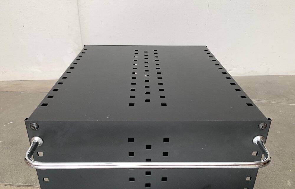 Postmodern perforated metal service trolley, 1980s