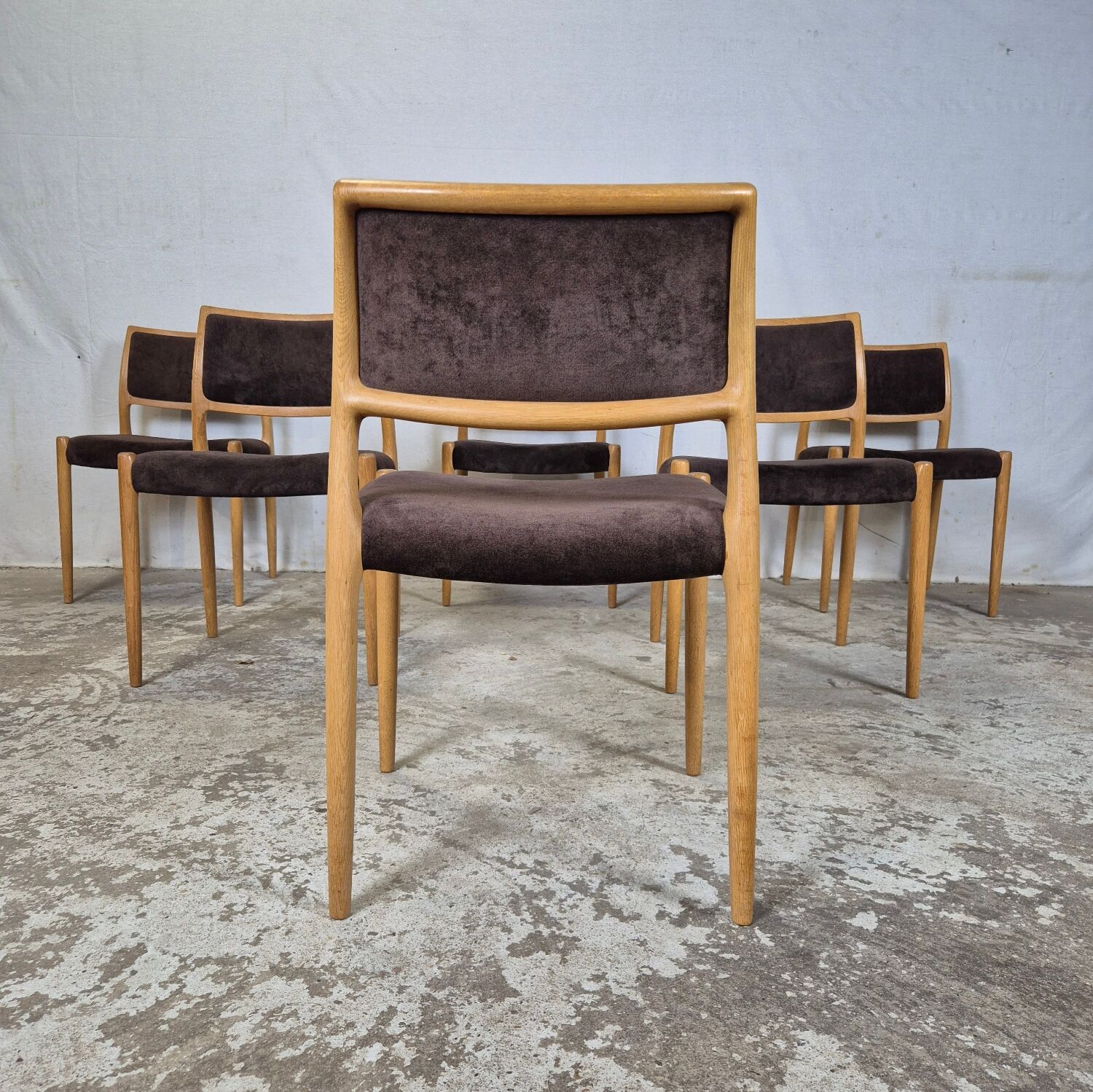 4x Niels Møller model 80 vintage oak dining chair Danish