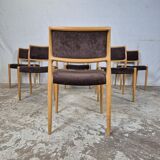 4x Niels Møller model 80 vintage oak dining chair Danish