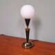 Black lacquered metal table lamp with satin white glass, 1950s.